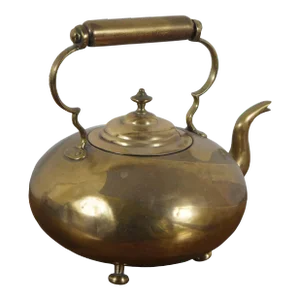 Antique Victorian Brass Hot Toddy Footed Goose Neck Tea Coffee Pot Kettle