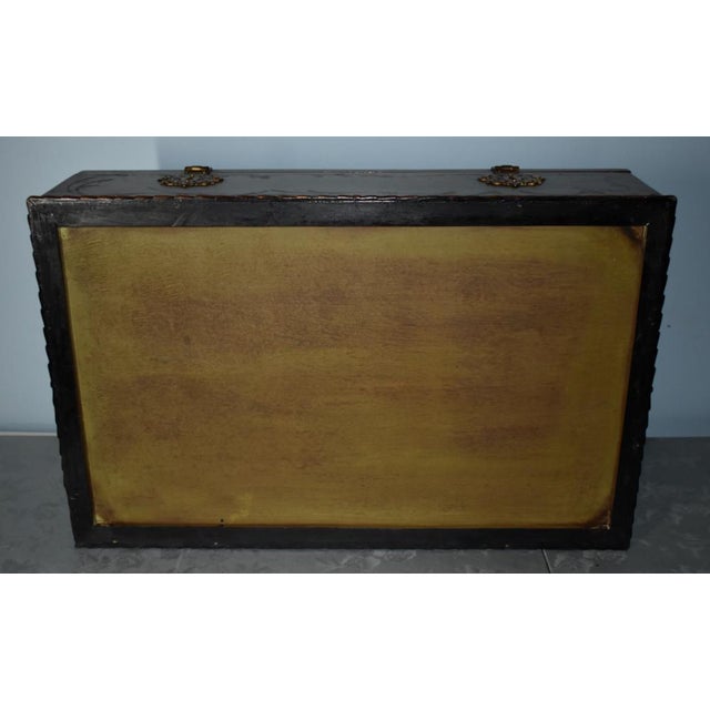 Brown Antique Florentine Style Painted Box With Floral Details & Brass Fittings For Sale - Image 8 of 12
