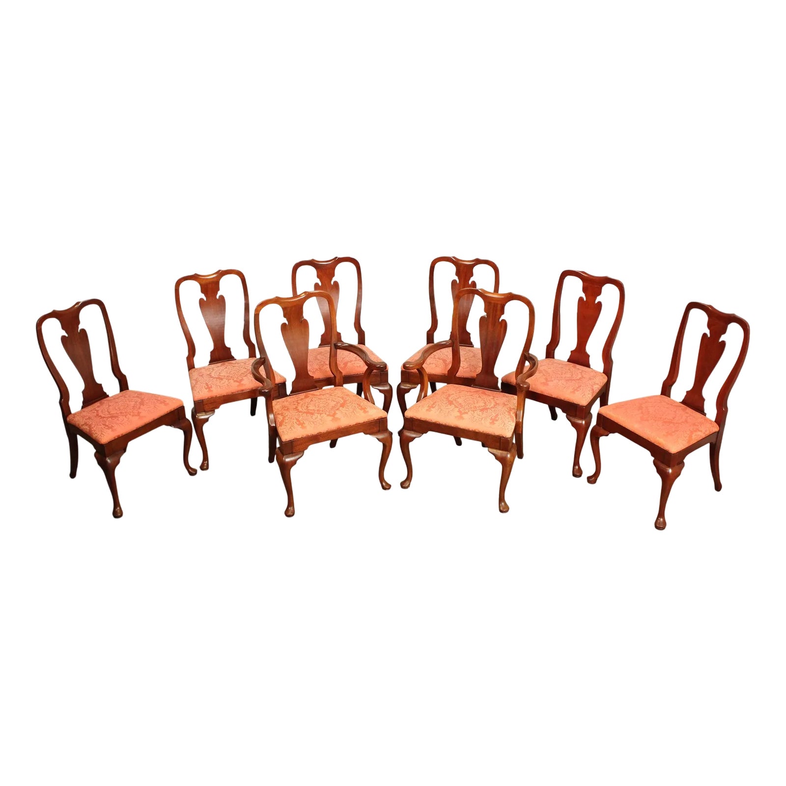 Hickory Chair Queen Anne Style Set of Eight Mahogany Dining Chairs ...