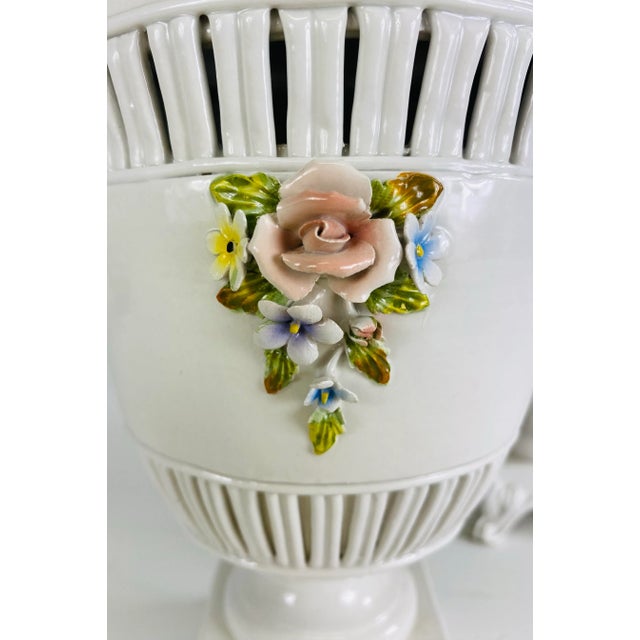 Vintage Mid Century Delicate Italian Porcelain Urns. For Sale - Image 10 of 11