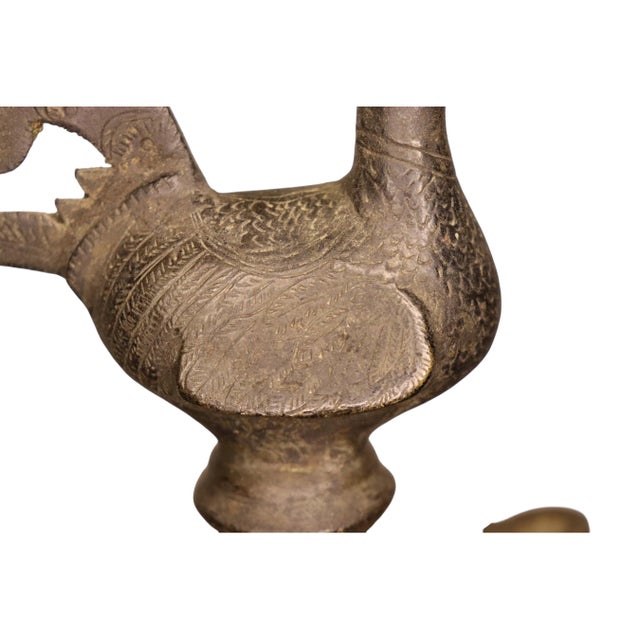 Large Antique Indian Brass Diya Samai Pooja Temple Oil Lamp, 1920s For Sale - Image 16 of 18