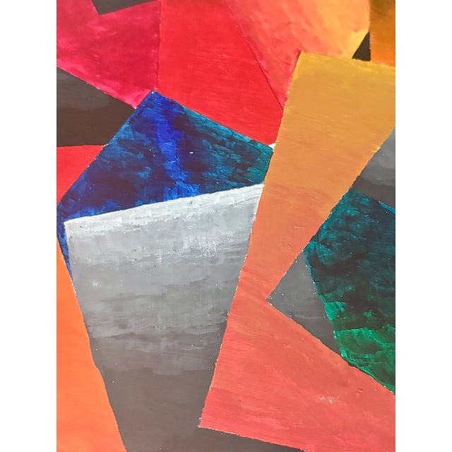 Blue Painting - Abstract Geometry Oil Painting For Sale - Image 8 of 11