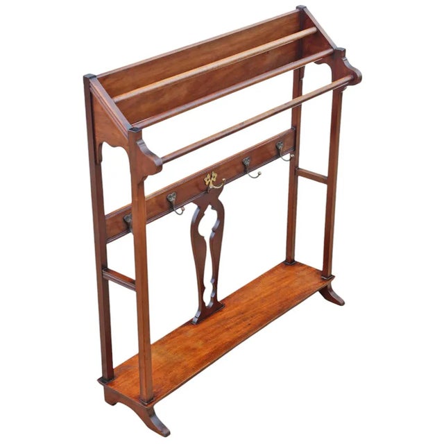 Antique Art Nouveau Mahogany Towel Rail Bathroom Stand, 1900s For Sale - Image 3 of 8