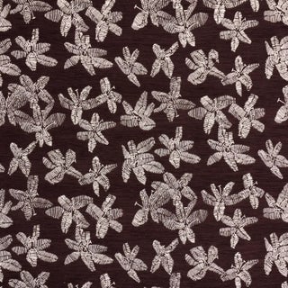 Schumacher x Caroline Z Hurley Hibiscus Fabric in Plum For Sale