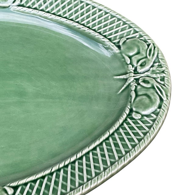 Bordallo Pinheiro Bunny Rabbit Serving Platter Majolica Late 20th Century For Sale - Image 6 of 9