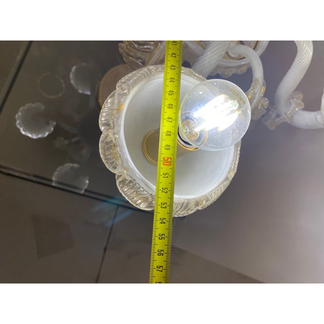 Table Lamp 5 Arms Murano Glass in White and Gold For Sale - Image 12 of 12