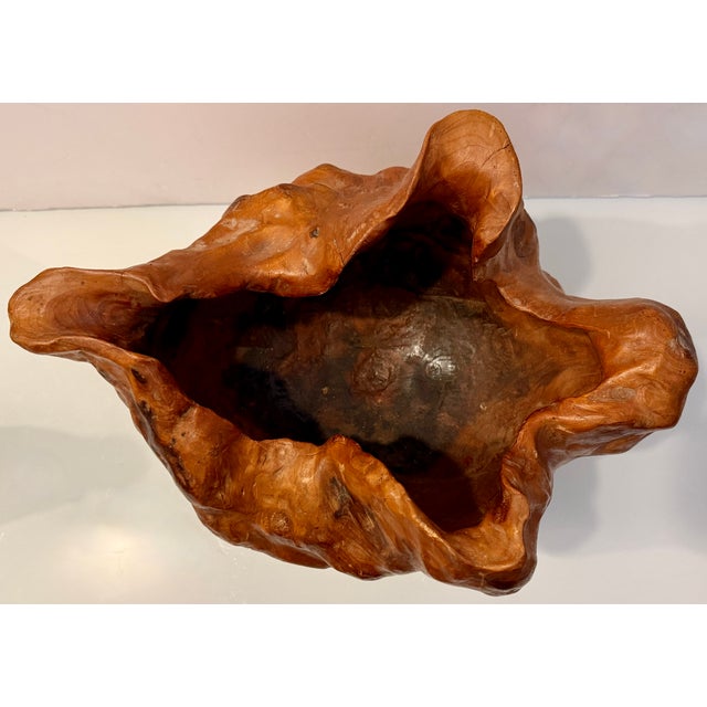 Vintage Hand-Carved Burl Wood Sculptural Bowl For Sale - Image 9 of 13