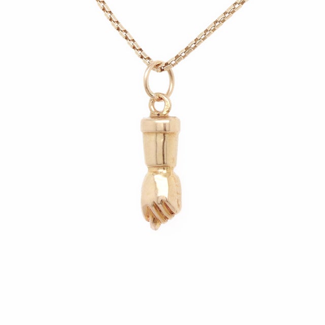 Gold Vintage 14k Gold Fig Sign / Mano Figa Pendant or Charm for a Bracelet For Sale - Image 8 of 16