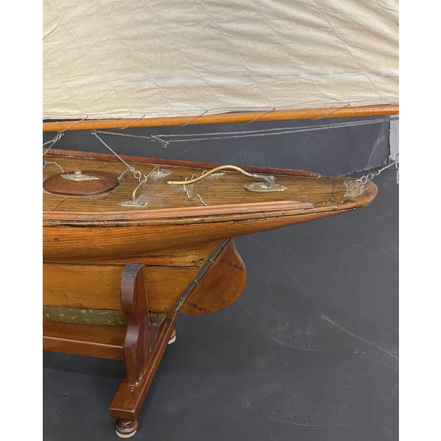 English Pond Sailing Yacht on Stand From the Edwardian Era (H 61 1/2 X W 56) For Sale - Image 12 of 12