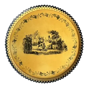Vintage Coastal Italian Toile Painted Metal Tray