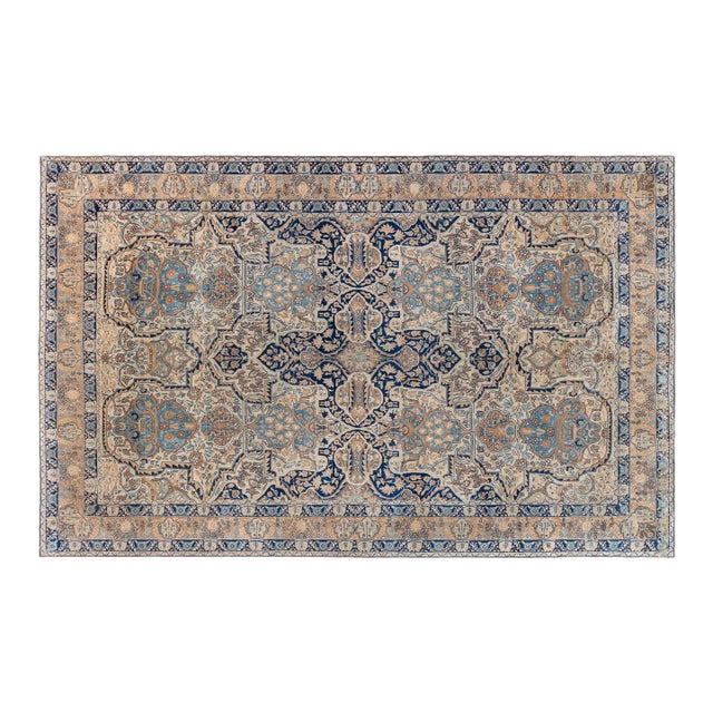 Authentic 1900s Persian Kirman Botanic Handmade Wool Carpet For Sale