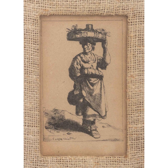 Cornelis Pietersz Bega (Dutch, 1631/2-1664), "Woman Holding a Basket", Etching, signed in plate "C. Bega" lower left,...