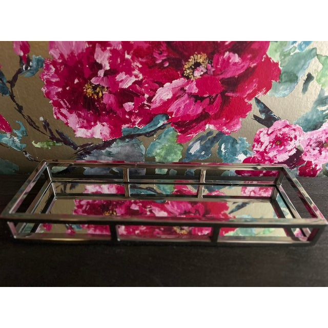 Mid-Century Modern Rectangular Mirrored Chrome Tray For Sale - Image 3 of 11