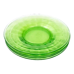 Vintage 1930's Hazel Atlas Green Uranium Glass Small Side Plates - 4 Pieces