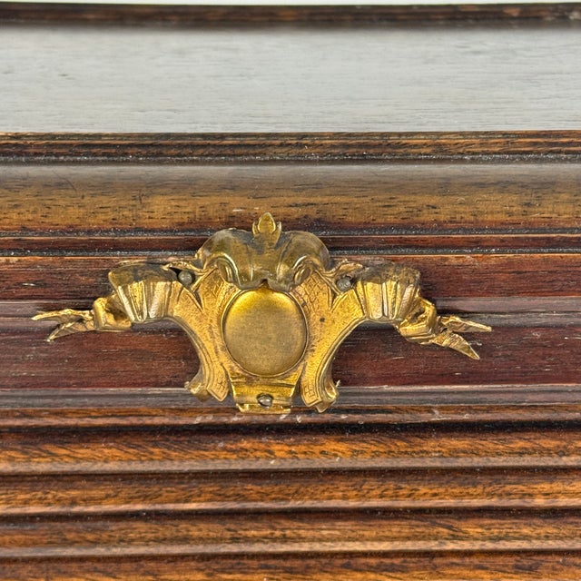 Antique French Wood & Bronze Mounts Tambour-Door Desk Organizer Cabinet / Stationary Box For Sale - Image 12 of 15