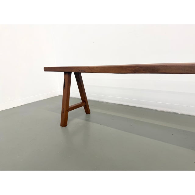 Vintage Walnut Bench, 1950s For Sale - Image 12 of 18