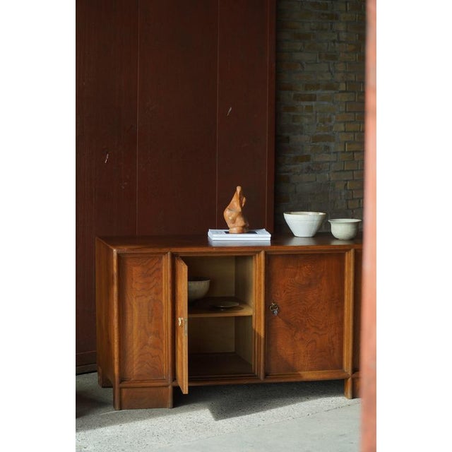 Wood Large Danish Modern Sculptural Oak Sideboard with Paneled Doors, 1950s For Sale - Image 7 of 18