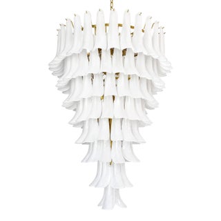 Contemporary Frosted “Selle” Murano Glass Chandelier in Mazzega Style by Simoeng For Sale