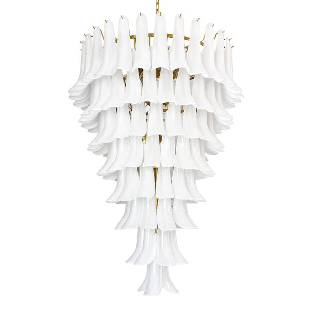 Contemporary Frosted “Selle” Murano Glass Chandelier in Mazzega Style by Simoeng For Sale