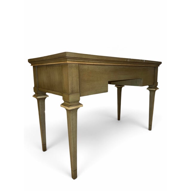 Wood Vintage Neoclassical Sage Green 3-Drawer Writing Desk by White Fine Furniture Co. For Sale - Image 7 of 9