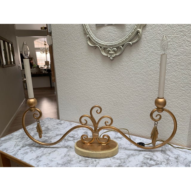1960s Large Midcentury Modern Golden Candelabra Style Light Fixture For Sale - Image 4 of 12