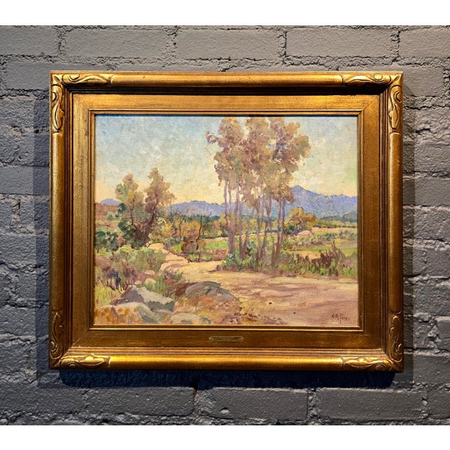 American Charles Fries -Plein Air Landscape in Alpine Near San Diego -1927 Oil Painting For Sale - Image 3 of 11