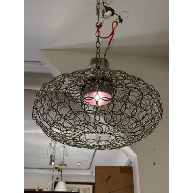 Bruno Rainaldi for Terzani Round g.r.a. Silver Nickel Ceiling Pendant For Sale - Image 12 of 13