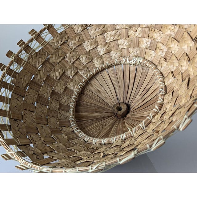 Brown Bamboo and Rattan Table Lamp with Woven Shade, 1950s For Sale - Image 8 of 16
