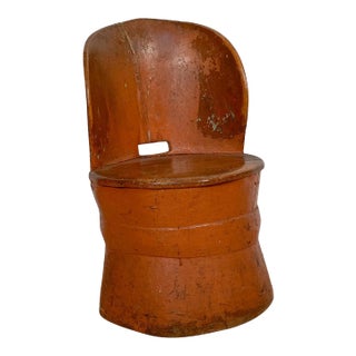 Circa 19th Century Rustic Painted Dug Out Chair, Denmark For Sale