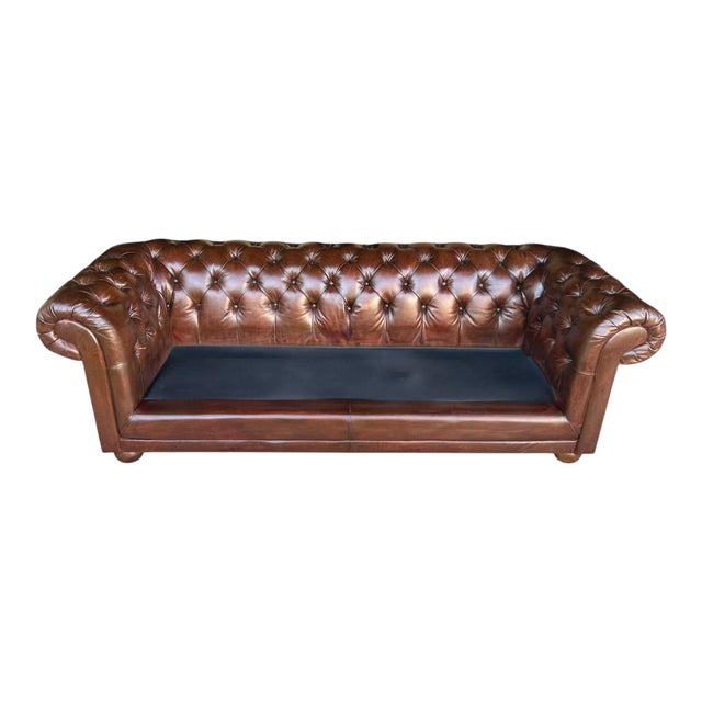 Vintage Cognac Brown Leather Chesterfield Sofa | Deep Tufted English Club Couch For Sale - Image 14 of 14