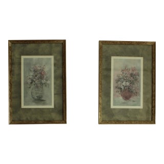 Pair of Signed & Numbered C. Bertrand Floral Prints – Vintage Decorative Arts Inc. Framing – Matching Set (703/2900 & 653/2900) For Sale