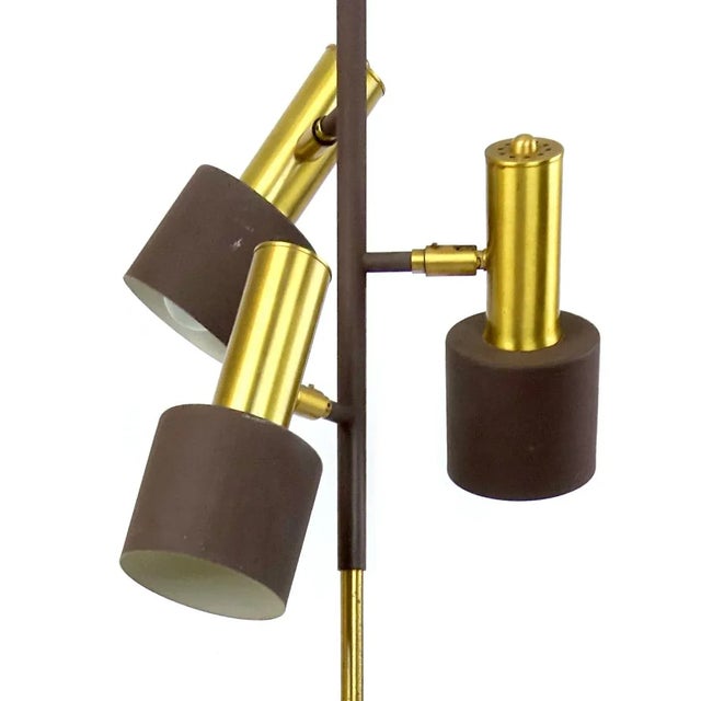 Mid-Century Modern Mid-Century Modern Adjustable Floor Lamp in Brass and Brown from Raak For Sale - Image 3 of 9