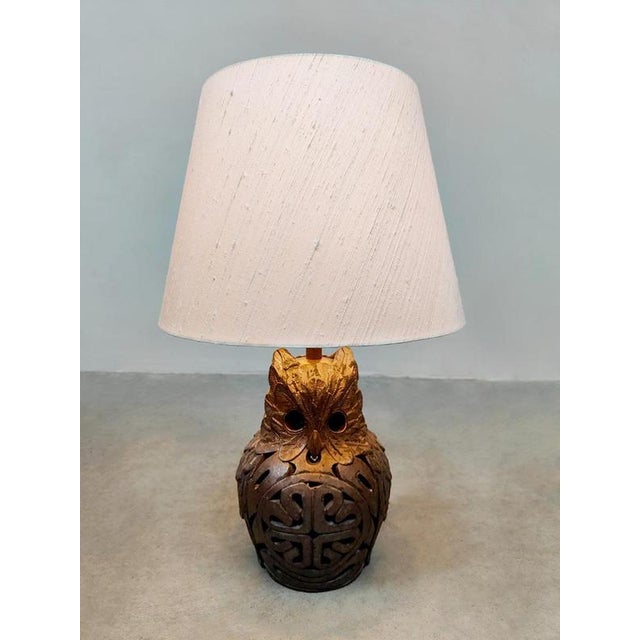 Vintage Ceramic Owl Lamps in Ceramic, 1970s, Set of 2 For Sale - Image 4 of 6