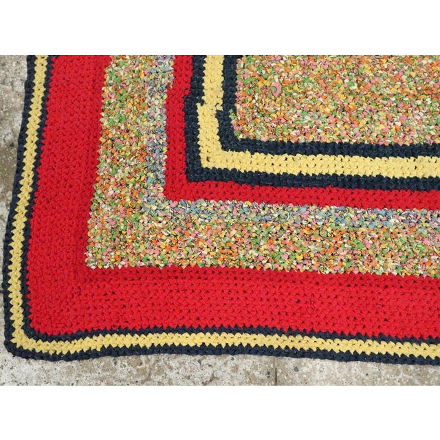 Red Galerie Shabab Collection Mid-20th Century Handmade American Rag Throw Rug For Sale - Image 8 of 10