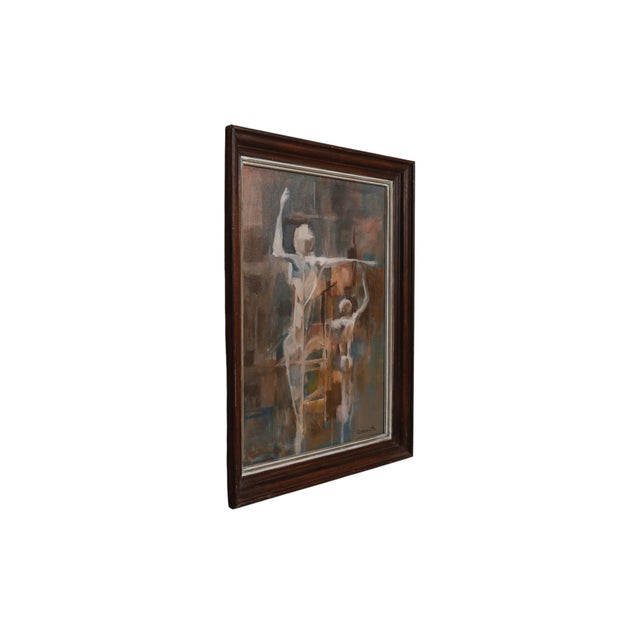A framed oil on canvas by listed 20th Century artist William Goldsmith. The scene depicts figural David and Goliath...