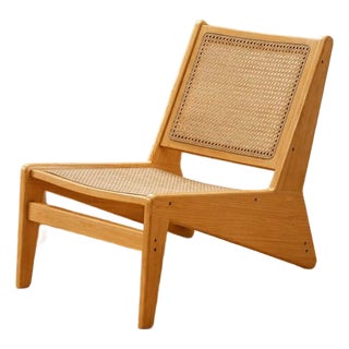 Rattan Accent Chair for Living Room, Mid Century Modern Wood Side Chair, Comfy Bamboo Armchair for Bedroom Reading Nook, Boho Home Decor For Sale