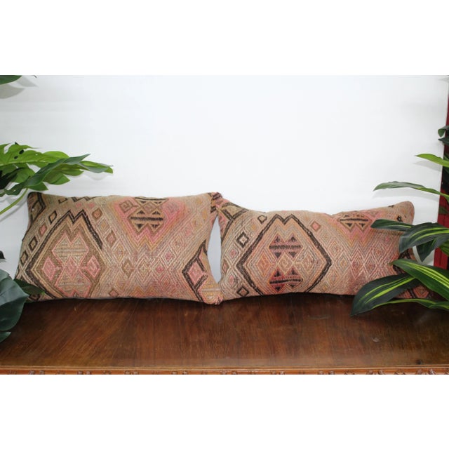 Turkish Kilim Pillow Covers ( Set of 2) - 12" X 20" For Sale - Image 4 of 13