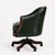 A handsome vintage swivel desk chair upholstered in richly toned racing green leather, with a rounded tub-form back,...