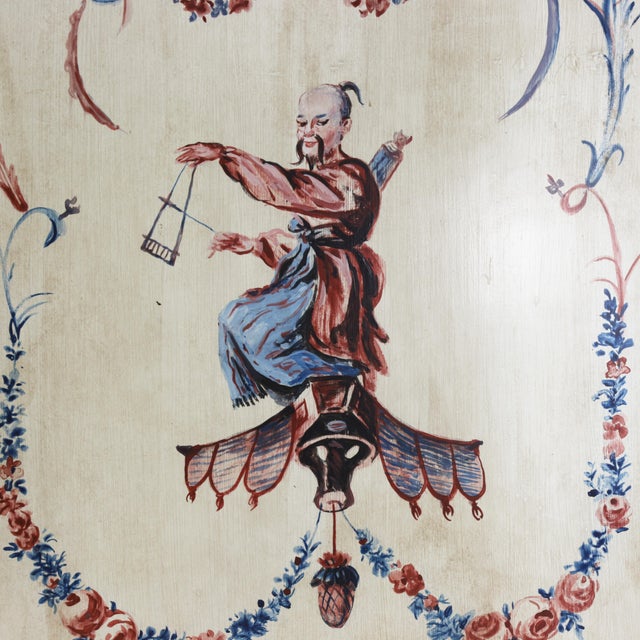 Cream Vintage French Rococo Three-Panel Hand-Painted Vanity Screen – Chinoiserie Room Divider For Sale - Image 8 of 15