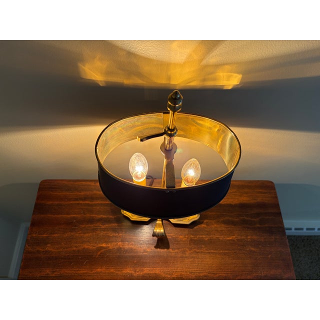 Mid 20th Century Brass Bouillotte Lamp With Adjustable Black Tole Shade For Sale - Image 12 of 16