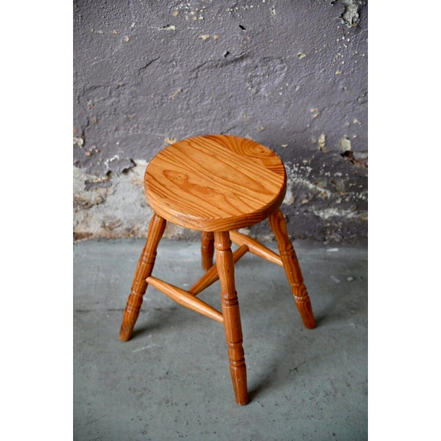 Vintage Pine Farm Stool For Sale - Image 5 of 9