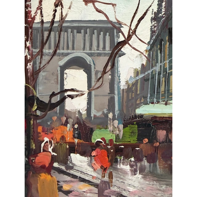 1970s Impressionist Street Scene Autumn in Paris Arc De Triomphe Oil on Canvas For Sale - Image 4 of 10
