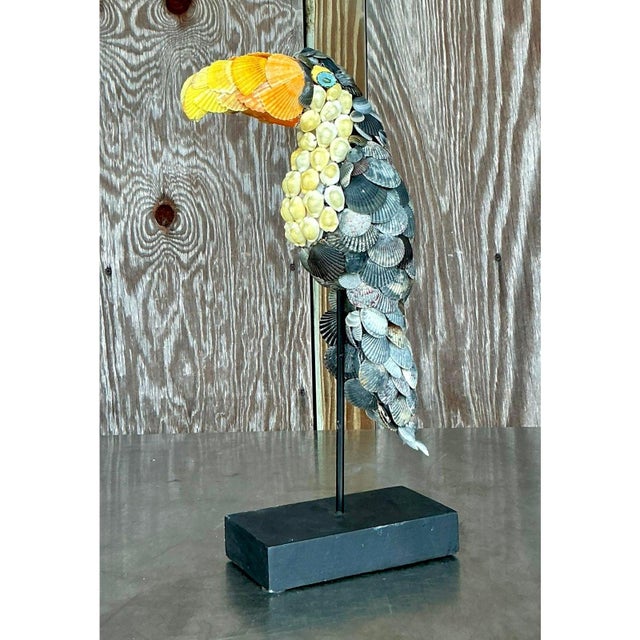 Vintage Coastal Shell Encrusted Toucan For Sale In West Palm - Image 6 of 9
