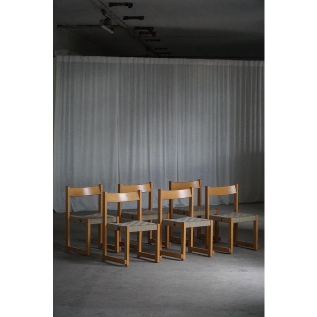 Koldinghus Chairs in Beech with Woven Seats attributed to Hans J. Wegner for Getama, 1988, Set of 6 For Sale - Image 6 of 18