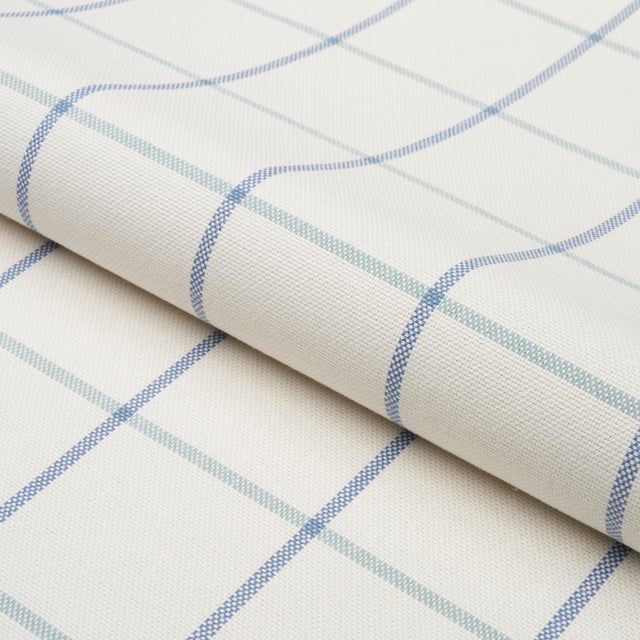 Schumacher SAMPLE - Schumacher X Mark D. Sikes Frannie Windowpane Fabric In Cobalt For Sale - Image 4 of 4