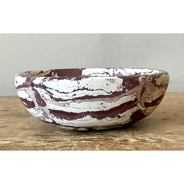 Elevate your tabletop vignettes with this striking Boho Chic scagliola bowl, a captivating example of artistic...