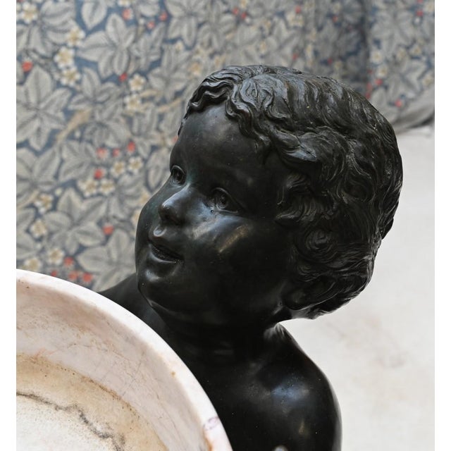 1930s Art Deco Water Font Bird Fountain in Marble and Bronze, 1930s For Sale - Image 5 of 13