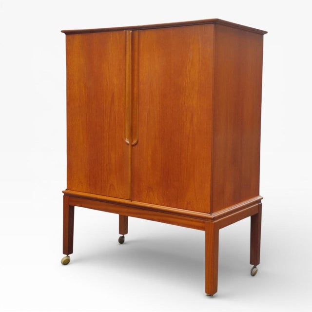 Mid-Century Modern Danish Teak Bar Cabinet on Castors, 1970s For Sale - Image 11 of 11