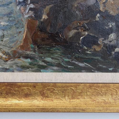 Gaetano Spagnolo, Pescatorello (Little Fisherman), 1930s, Oil Painting on Panel, Framed For Sale - Image 12 of 14