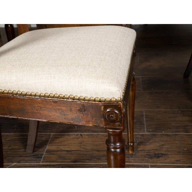 Italian Set of Six Italian 1800s Walnut Dining Room Chairs with Spindle Shaped Backs For Sale - Image 3 of 11